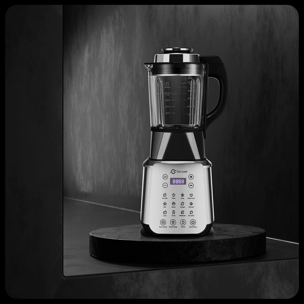 Glass Blenders for Kitchen 59oz, Stainless Steels Professional Blenders 1200W, Countertop Blender Glass Jar Food Processor Combo, 14 Preset Programs+9 Speeds, Soups, Nut Milk, Hot & Cold Blending