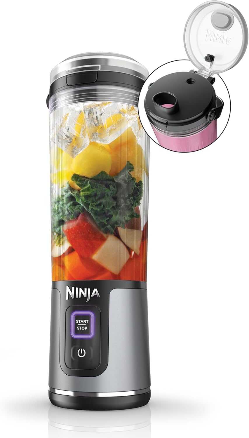 Ninja Blast Portable Blender, Cordless, 18oz. Vessel, Personal Blender For-Shakes and Smoothies, BPA Free, Leakproof-Lid and Sip Spout, USB-C Rechargeable, Dishwasher Safe Parts, Denim Blue, BC151ND